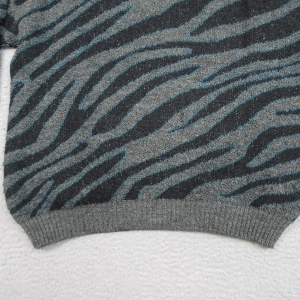 Vintage Mondo Italy Men XL Wool Dragon Zebra Graphic Sweater 80s 90s Hip Hop